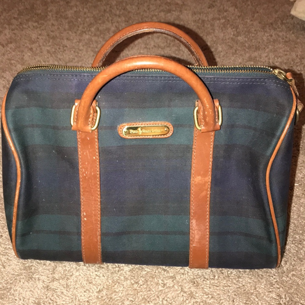 Vintage Ralph Lauren blackwatch plaid doctor bag.